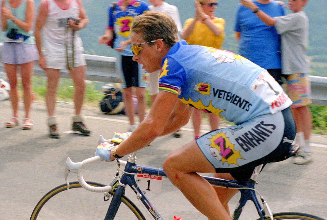 Greg LeMond riding a bike